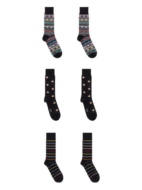 Striped polka-dot socks - Black
