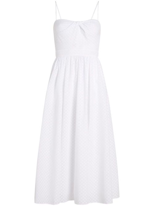 Monogram-pattern midi dress - White