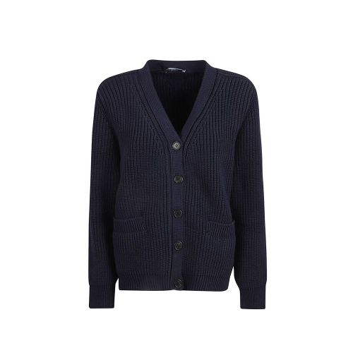 Cotton Ribbed Cardigan — Navy