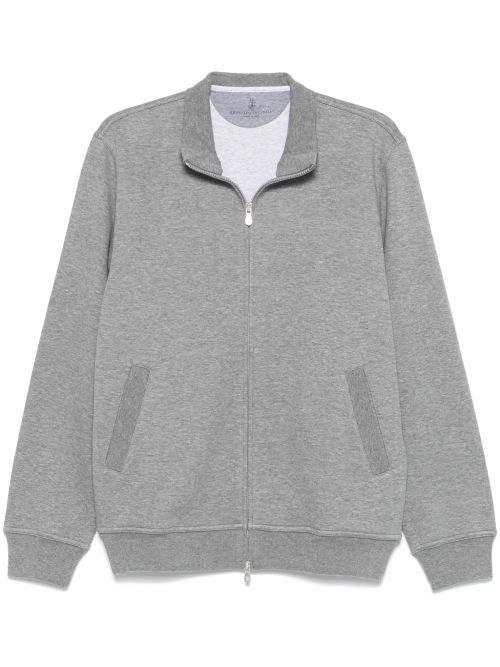 Mélange-Effect Cotton-Cashmere Sweatshirt — Gray