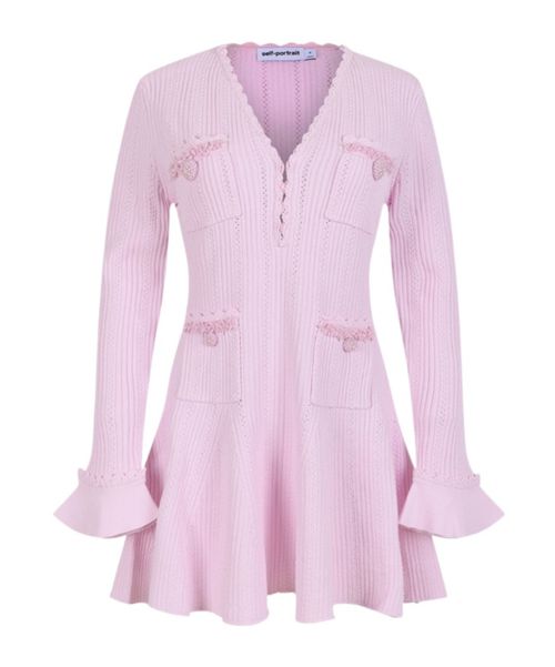Pearl-embellishment mini dress