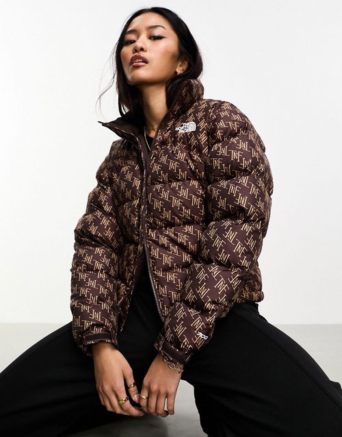 1996 Retro Nuptse down puffer jacket with monogram print in brown