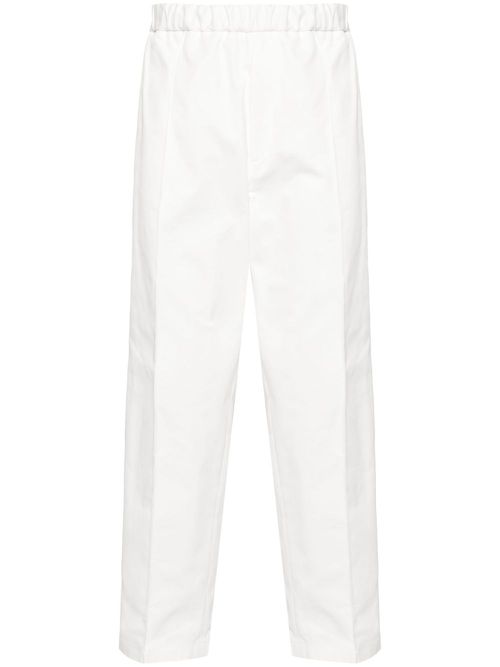 Tapered-leg cotton trousers - White