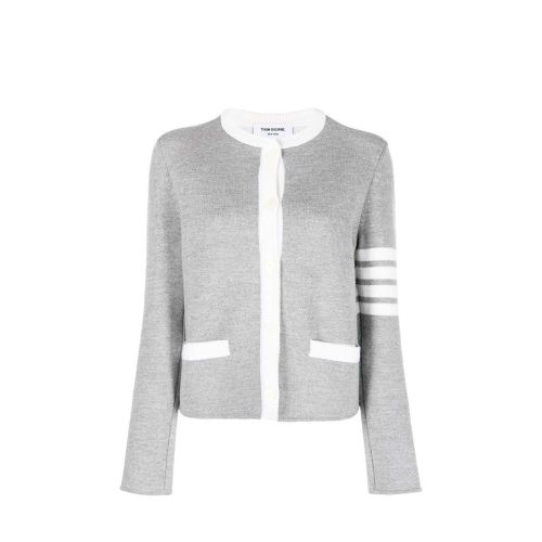 Striped Wool Cardigan — Gray