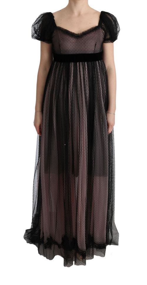 Lace-Trimmed Silk Dress — Black