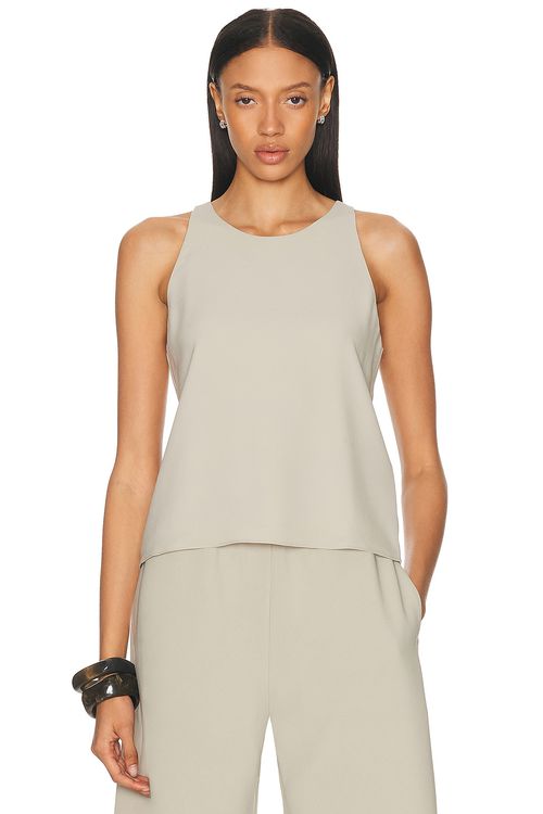 LESET Ari High Neck Tank Top in Khaki - Olive.  S also in