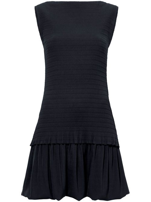 Layered seersucker mini dress - Black
