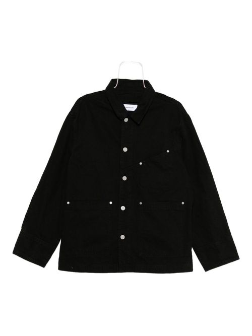 Twill button-fastening jacket - Black