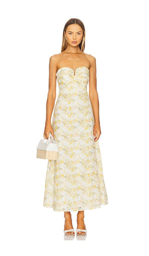 Bardot MAXIKLEID LORA BRODERIE in Yellow. Größe 6. Also in 10, 12, 2