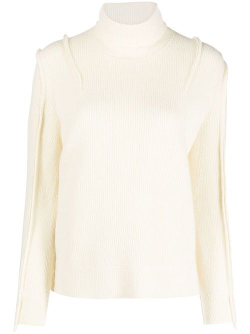 Ribbed-knit roll-neck jumper - Neutrals