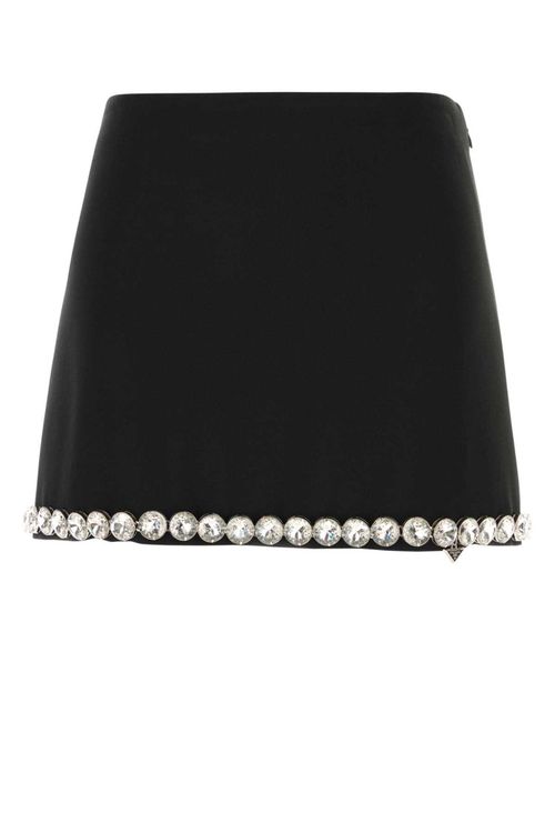 Black acetate blend mini skirt