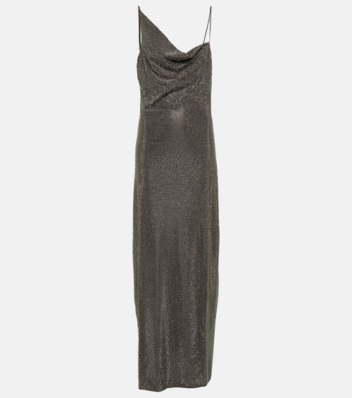 Asymmetric embellished midi dress