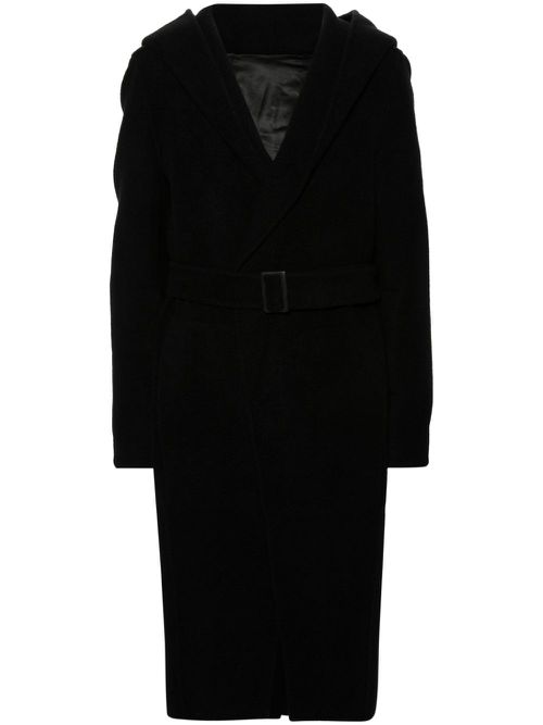 Slim Hoodie cashmere coat - Black