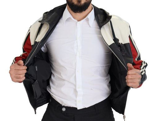 Leather Hooded Blouson Jacket — Black