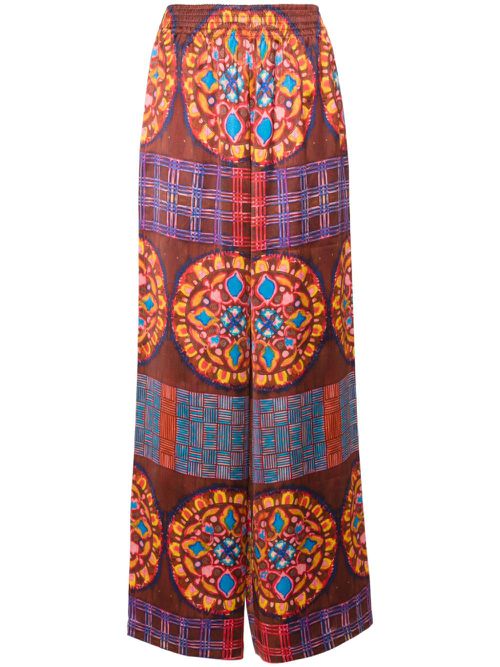 Geometric-print wide-leg trousers - Red