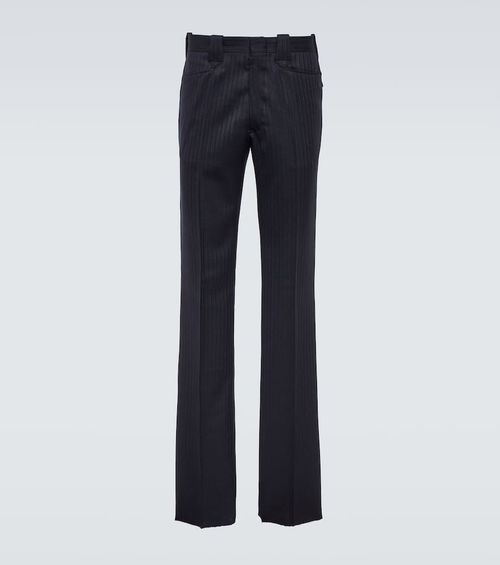 Herringbone wool straight pants