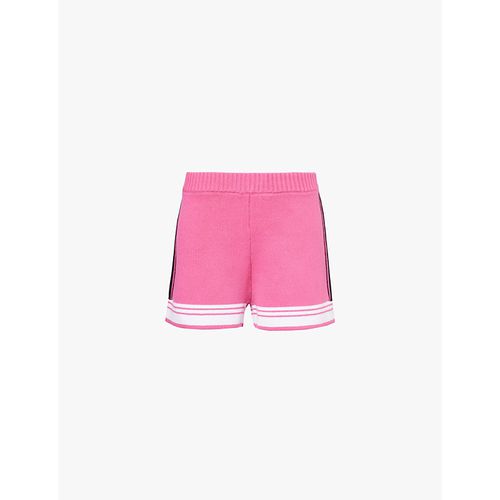 Womens Peony Pink Colour-block Contrast-stripe Cotton-blend Knitted Shorts M
