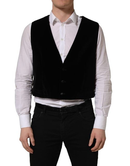 Cotton-Blend Vest — Black