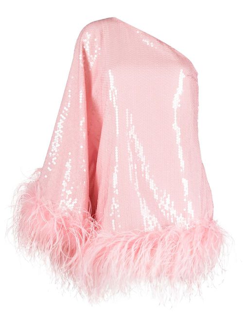 Piccolo Disco feather-trim sequinned minidress - Pink
