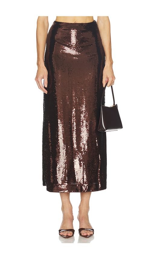 L'Academie By Marianna Veleda Sequin Maxi Skirt in Brown. M. Also in L, S, XL