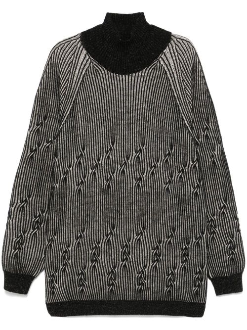Cable-knit turtleneck sweater - Grey