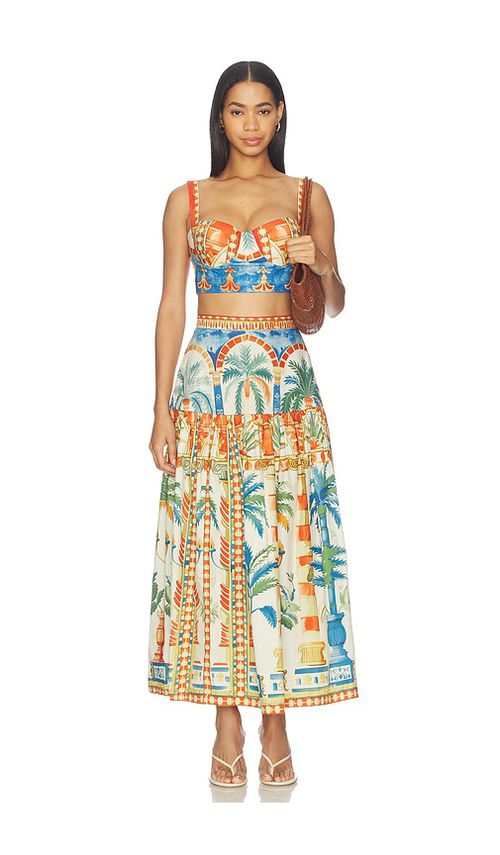 Falguni Shane Peacock Terracotta Oasis Cotton Poplin Coord Set in Ivory. - S also in XS, M