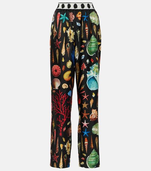 Capri printed silk satin pants