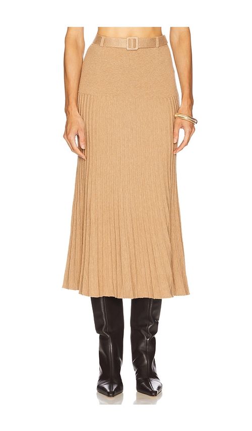 525 America Rory Pleated Midi Skirt in Tan. - L also in M, S