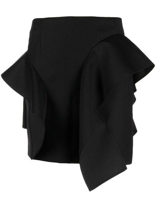 Panelled wool mini skirt - Black