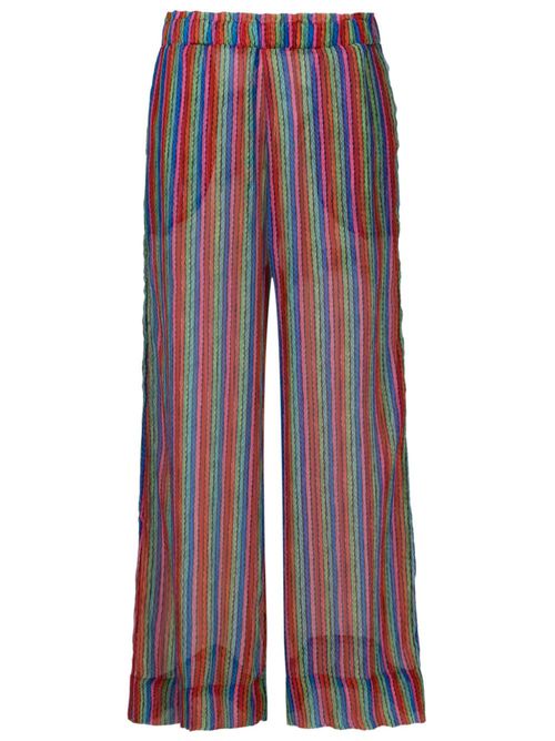 Sheer graphic-print silk trousers - Multicolour