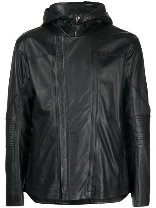 Photograph-print leather jacket - Black