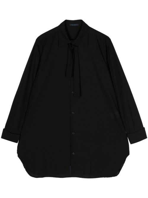 Pussy-bow cotton shirt - Black