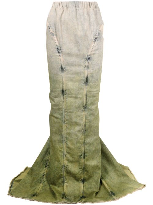 Gradient-effect denim maxi skirt - Green