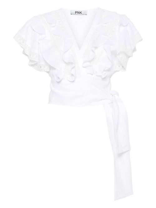 Lace-trimmed linen blouse - White