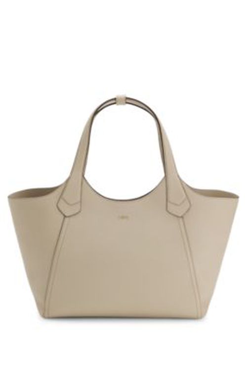 BOSS Leather tote bag with metallic logo lettering - Light Beige Women's Tote Bags pc