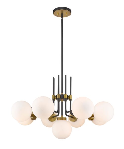 Parsons 9-Light Chandelier In Matte Black With Olde Bra