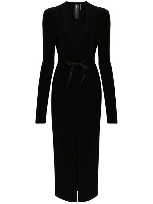 V-neck belted maxi dress - Black