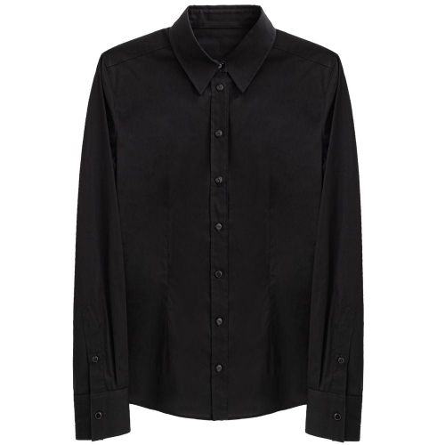 Stretch Cotton Poplin Shirt — Black