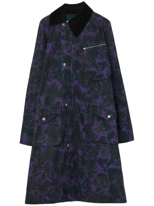 Rose-print oversized coat - Purple