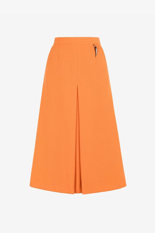 Flared Wool Skirt With Fang Pendant