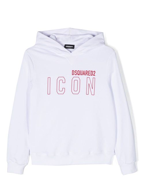 Icon logo-print detail hoodie - White