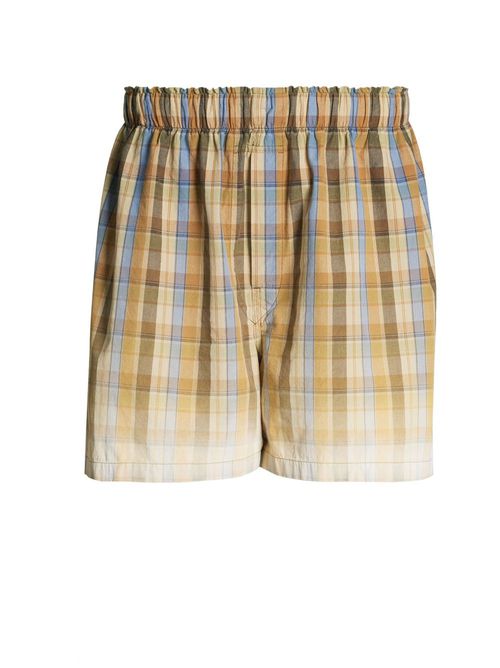 Plaid-checked cotton shorts - Yellow