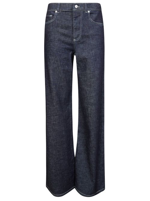 Wide Leg Stretch Denim Trousers in Women's Fit