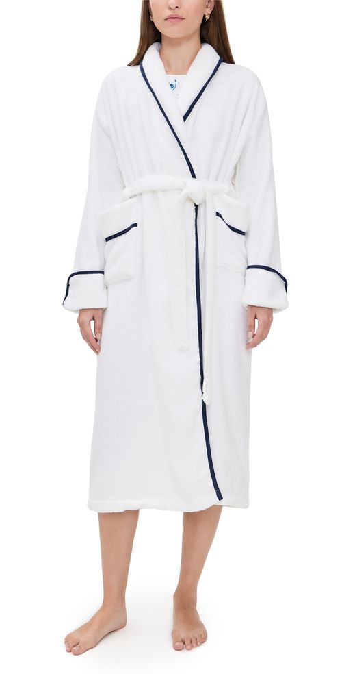 The Hotel Robe White/Navy M