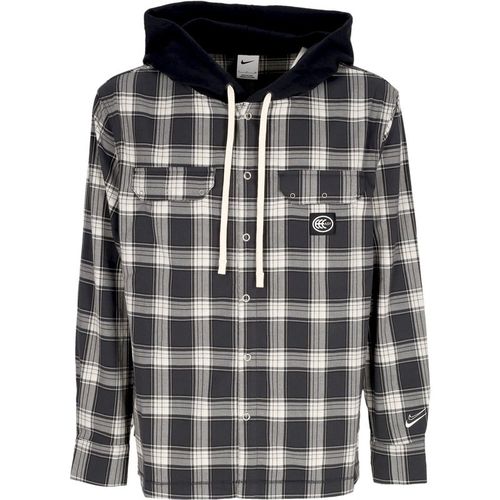 Men's Long Sleeve Hooded Shirt Nba Kevin Durant Flannel Hoodie Black/black/pale Ivori/white