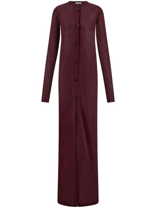 Lurex-detail cardi-coat - Red