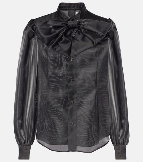 Tie-neck satin shirt
