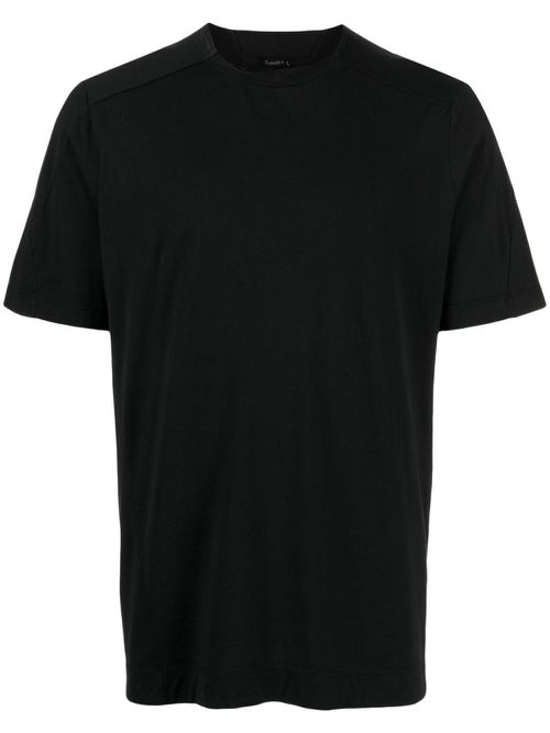 Round-neck cotton-blend T-shirt - Black