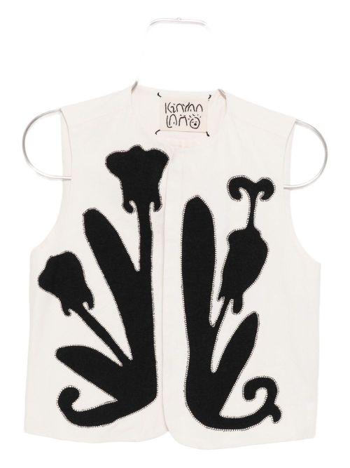 Appliqué embroidered vest - Neutrals