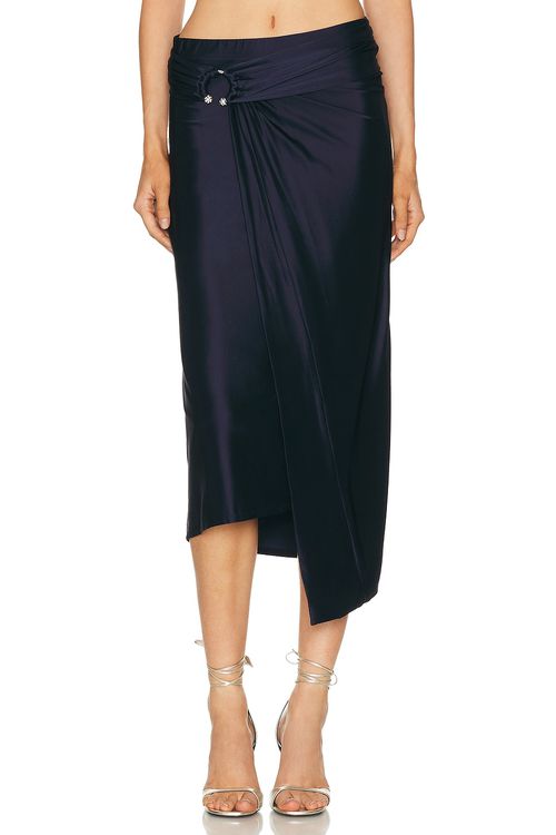 RABANNE Draped Skirt in Navy